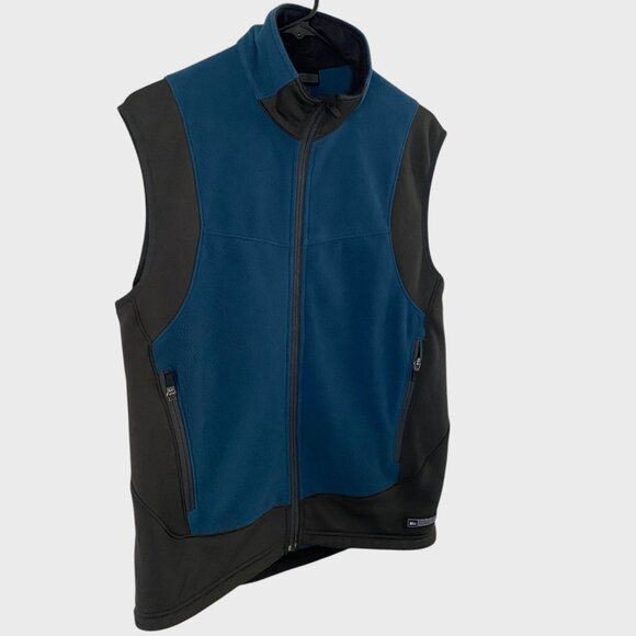 REI Co-op Fleece Full-Zip Vest Blue & Black Men's Small Hiking Travel Outerwear - Picture 3 of 10